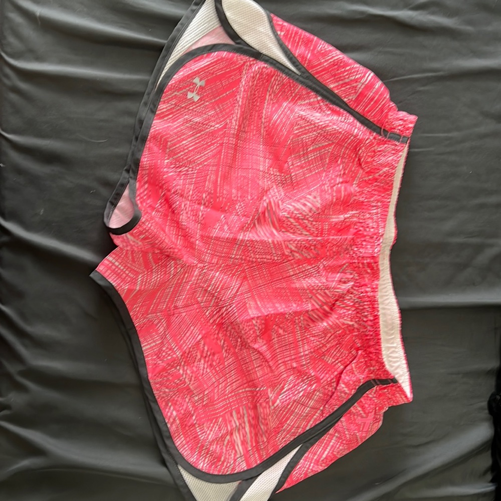 Under armor pink running shorts size small, fit a little bigger